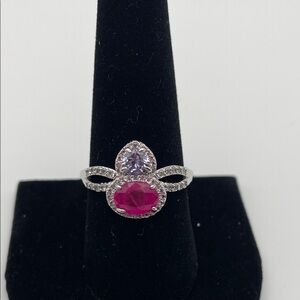 Bomb Party Ring- Pink & Lilac Stones - Size 10